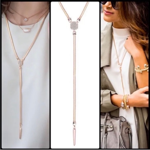 Kendra Scott Starla Iridescent Drusy Y-Shaped Necklace - Picture 1 of 9